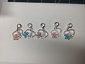 Silver heart and flower dangle pendant